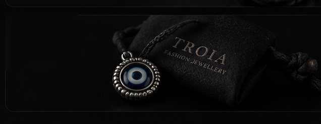 Troia jewellery gift pouch with evil eye pendant
